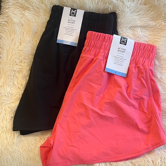 Pants - Members Mark Black and Pink Active Shorts